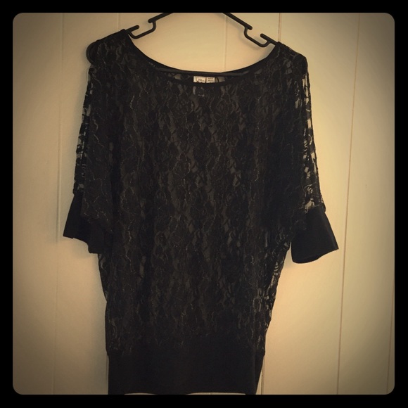 Black sheer top with open sleeves