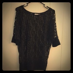 Black sheer top with open sleeves