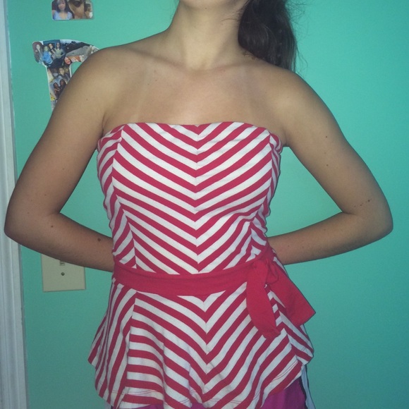 Strapless, chevron top