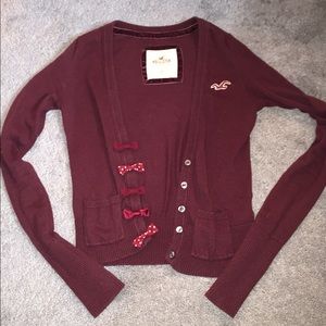 BURGUNDY HOLISTER CARDIGAN
