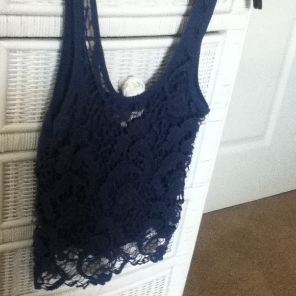 Navy blue Lace front Tank top