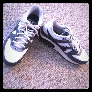 White and grey colored Nike AirMax