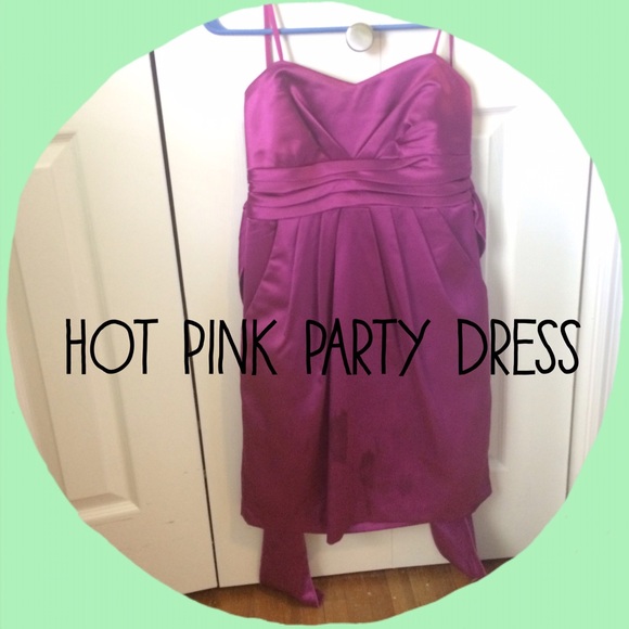 Hot pink strapless party dress w/ pockets