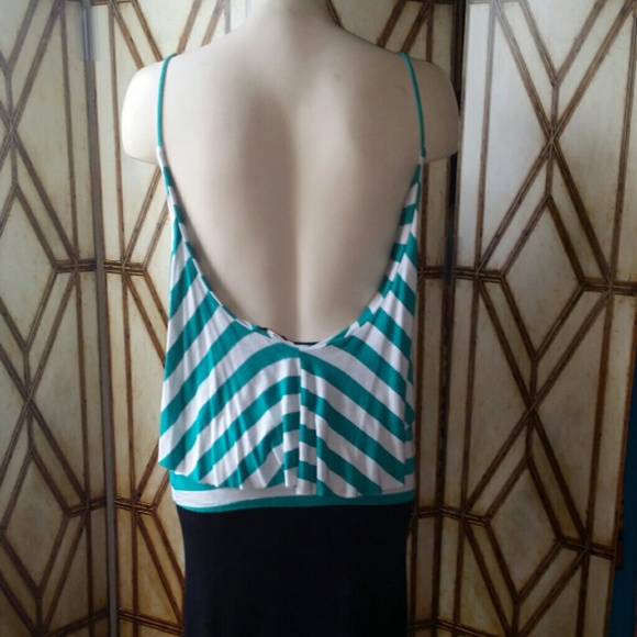 Striped Ruffled Open Back - Picture 2 of 2