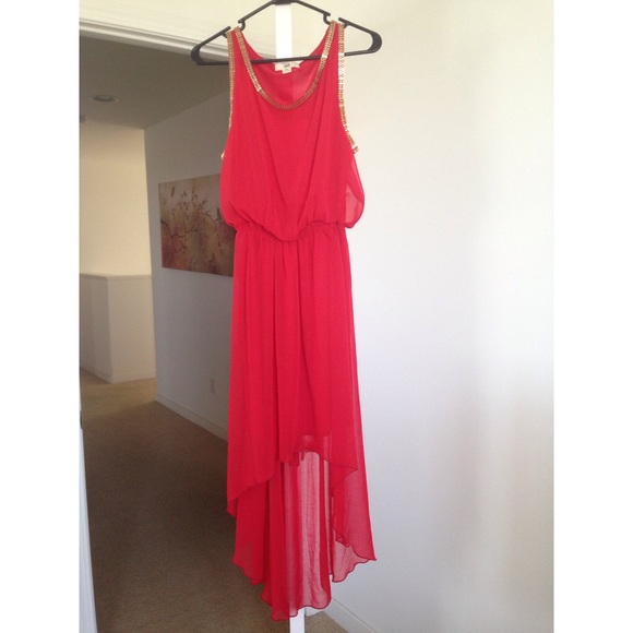 👗 Red/Orange High Low Dress - Picture 1 of 2