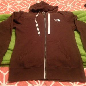 North face brown hooded zip-up jacket size medium