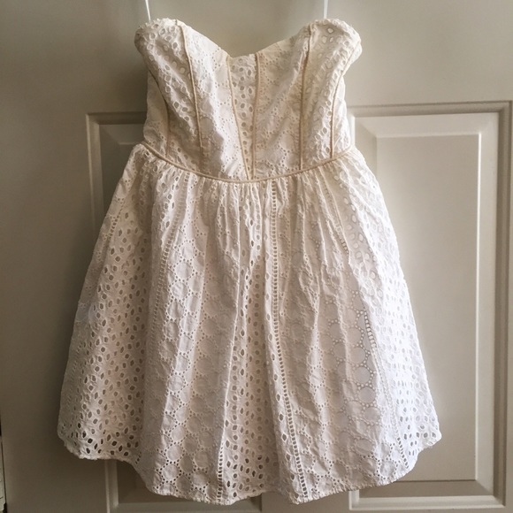 White eyelet strapless dress