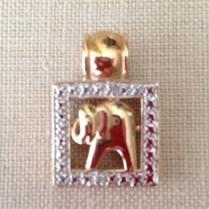 NWOT 18ktYG & Sterling Silver Elephant Pendant