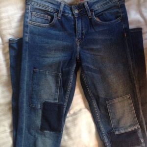 High waisted jeans with patchwork