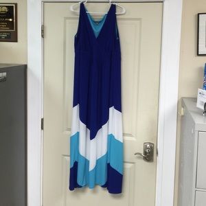 Blue/white/aqua maxi dress