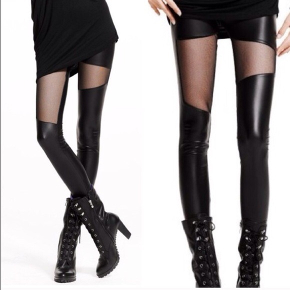 Patchwork liquid leather stretch pants (NWOT)