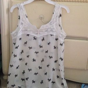 Aeropostale sheer white and black dog shirt