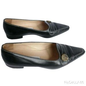 Manolo Blahnik Pointed Toe Flats, Leather, US 6
