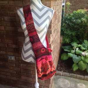 New Cross Body Sling Bag Aztec Boho Red Pink NWT
