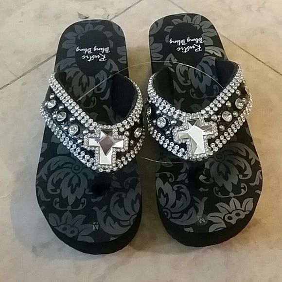Rhinestone flip flops