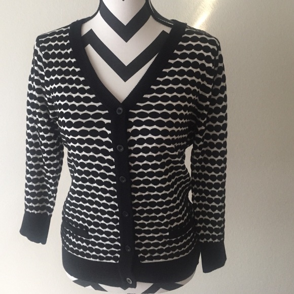 Black and white button-down sweater