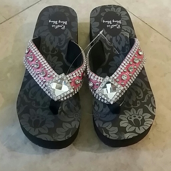 Rhinestone flip flops