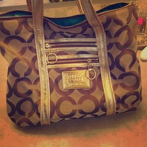Coach Brown and gold tote
