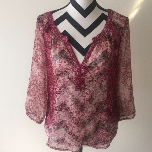 Sheer floral top.
