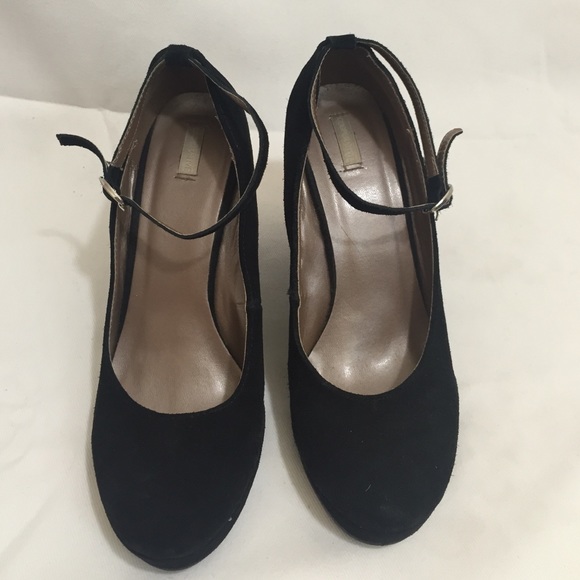 Cooperative Black Suede Wedges with Ankle Straps