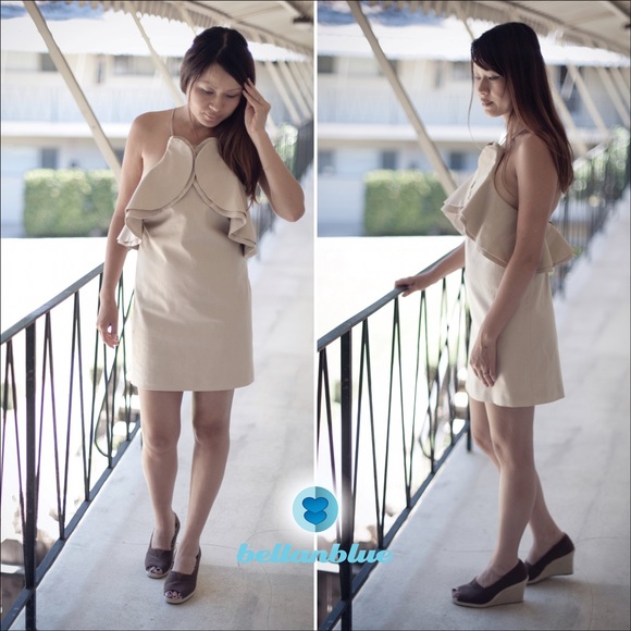 LILIT flutter open back dress - TAUPE - Picture 3 of 4