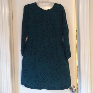 Urban Outfitters Emerald 3/4 Sleeve Silk Dress
