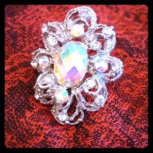 Silver iridescent ring