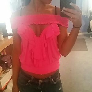 Hot Pink Off The Shoulder top