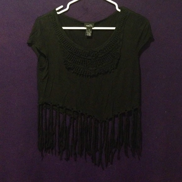 Black fringe top