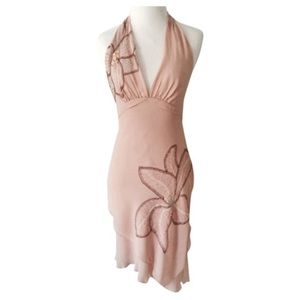 BCBG Pink crepe halter dress