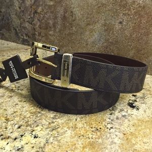 Chocolate Brown Michael Kors MK Print Belt