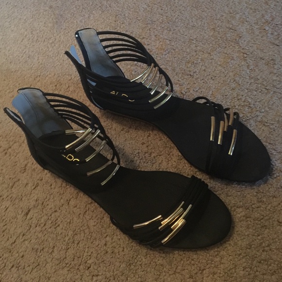 Aldo black and metallic sandals