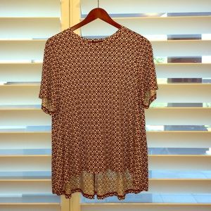 Pink and black print shirt