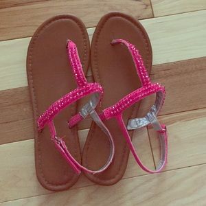 Brown-pink-silver-sandals