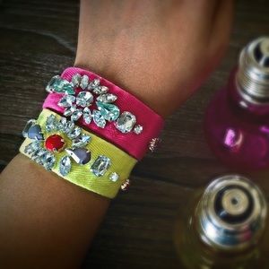 Fluorescent yellow and pink Crystal bracelet