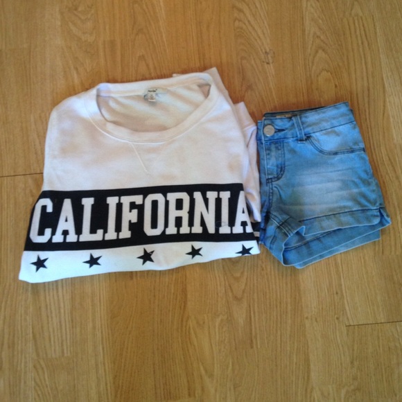 Light washed short and Black&white Cali Sweater