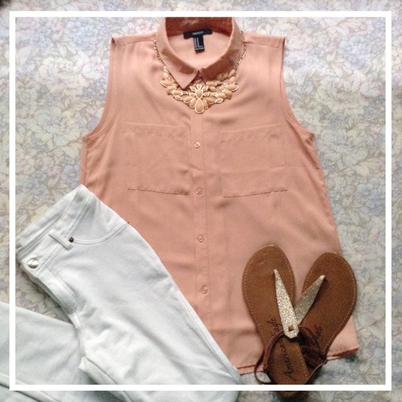 EFFORTLESS Semi-Sheer Sleeveless Blush Top