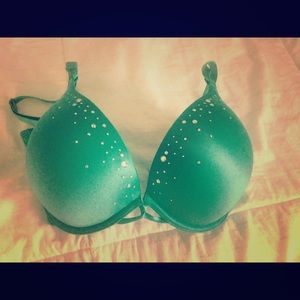 Victoria Secret Bra Teal diamonds bling 38D