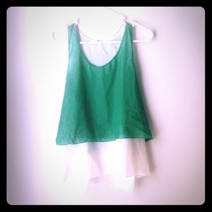 Papaya green and white top sheer size m/l