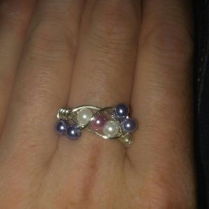 💎Handmade faux pearl wire ring