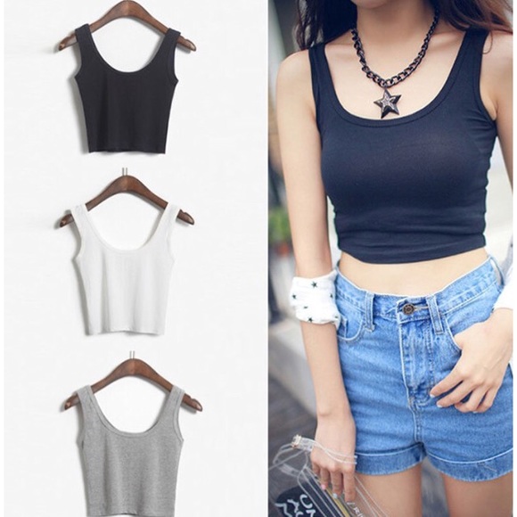 White Crop Tank Top - Picture 2 of 2