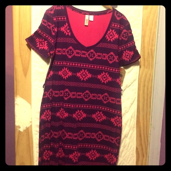 Hot pink and purple tribal fitted dress