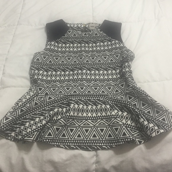 ASOS Black and White Peplum Top US Sz 8