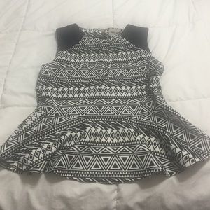 ASOS Black and White Peplum Top US Sz 8
