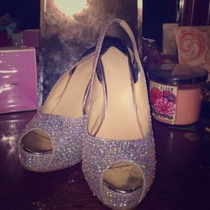 Sexy rhinestone stiletto sling back pumps