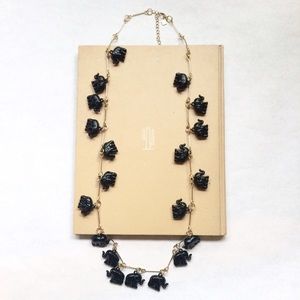 Long Gold Tone Elephant Charm Necklace