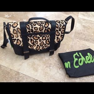 Sam Edelman leather and calf hair messenger bag
