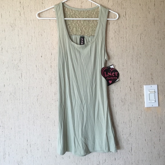 L8er Clothing Green w/ Lace Tank