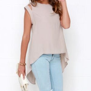 NWOT Open Back Beige Top
