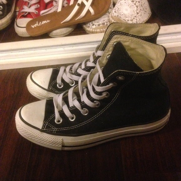 black and white high tops converse
